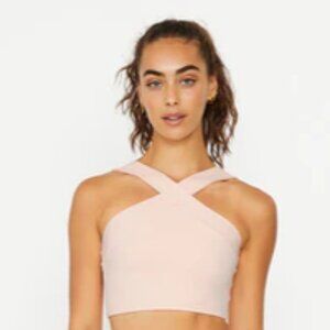 NEW Cream Yoga Leah Cross Neck Top in Powder Pink